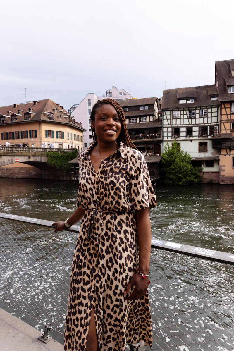 Strasbourg Portrait Photoshoot for Camille along the river Ill in the Petite-France